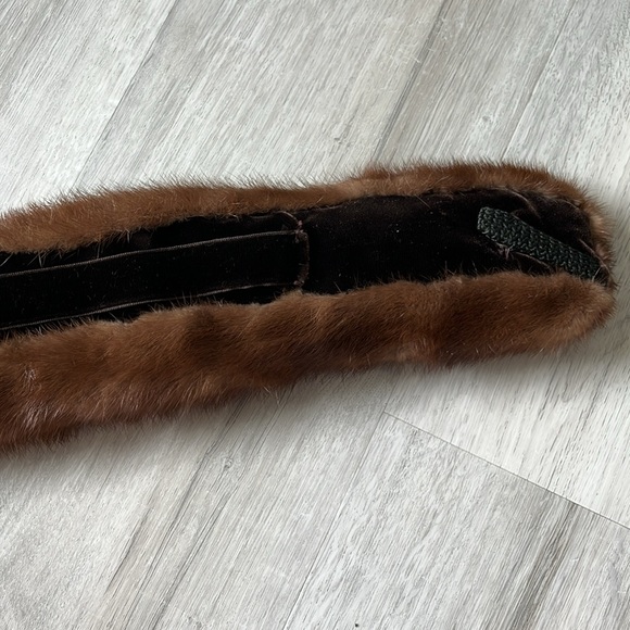 Vintage Mink Fur Scarf Collar Neck Wrap Full Pelt Stole Brown 32” x 4” - Picture 8 of 12